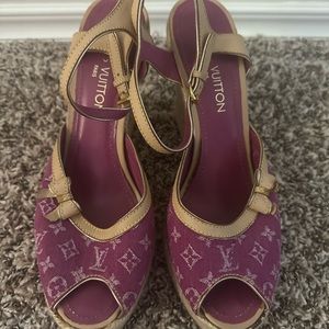 Louis Vuitton “RETIRED” Vintage Denim Platform Sandals